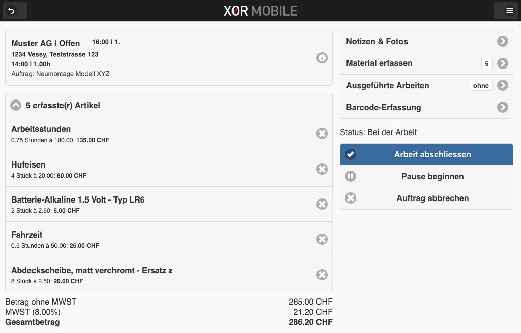 Optimierte Ansicht für Tablets